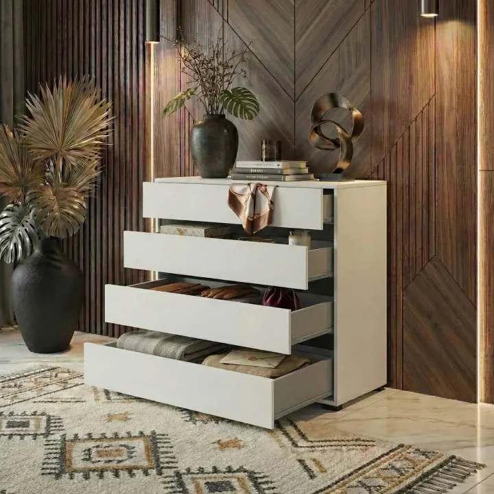 Cassettiera 80x85h cm 4 cassetti bianco opaco Lolla