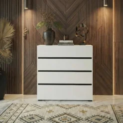 Cassettiera 80x85h cm 4 cassetti bianco opaco Lolla