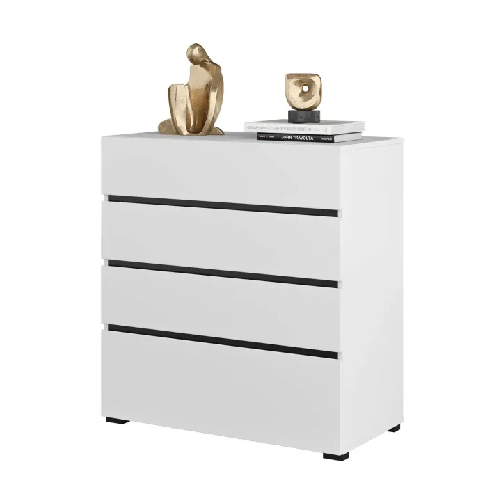Cassettiera 80x85h cm 4 cassetti bianco opaco Lolla