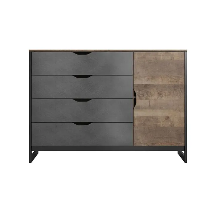 Cassettiera 138x99h cm 4 cassetti grigio quercia Dable
