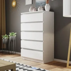 Cassettiera 70x112h cm 5 cassetti moderna bianco Rotterdam