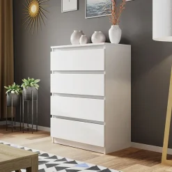 Cassettiera 70x100h cm 4 cassetti moderna bianco Rotterdam