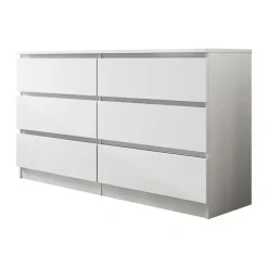 Cassettiera 139x77h cm 6 cassetti moderna bianco Rotterdam