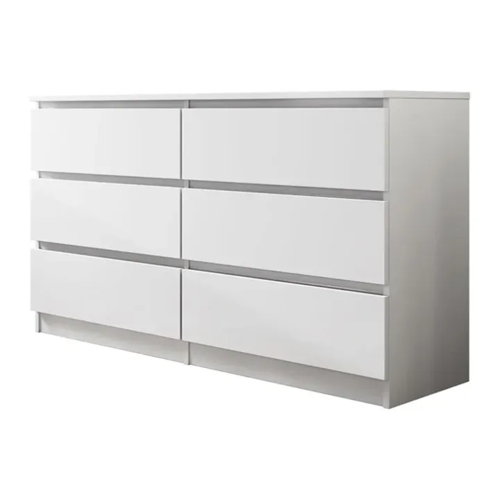 Cassettiera 139x77h cm 6 cassetti moderna bianco Rotterdam