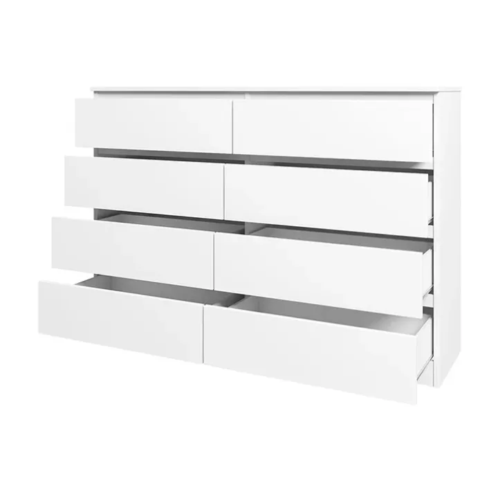Cassettiera 139x100h cm 8 cassetti moderna bianco Rotterdam