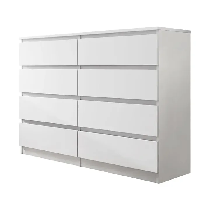 Cassettiera 139x100h cm 8 cassetti moderna bianco Rotterdam