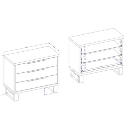 Cassettiera 100x83h cm 3 cassetti rovere Petra