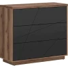 Cassettiera 106x93h cm 3 cassetti rovere scuro nero opaco Elin