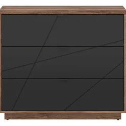 Cassettiera 106x93h cm 3 cassetti rovere scuro nero opaco Elin