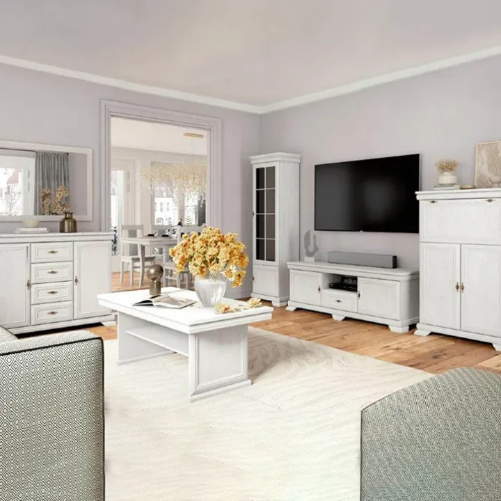 Cassettiera 88x97h cm 4 cassetti shabby bianco frassinato Kelly