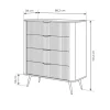 Cassettiera 88x101h cm 4 cassetti soggiorno beige cannettato Ramis