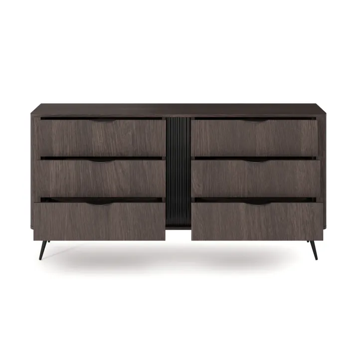 Cassettiera 163x81h cm 6 cassetti soggiorno wengè nero Vesper