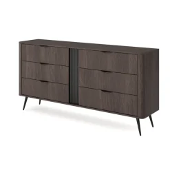 Cassettiera 163x81h cm 6 cassetti soggiorno wengè nero Vesper