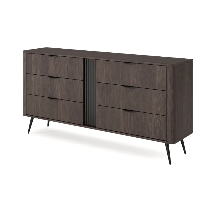 Cassettiera 163x81h cm 6 cassetti soggiorno wengè nero Vesper