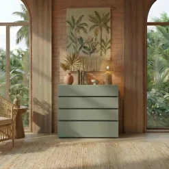 Cassettiera 80x85h cm 4 cassetti verde Lolla