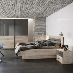 Cassettiera 120x90h cm con vani a giorno rovere antracite lucido Senna