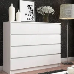 Cassettiera 120x100h cm moderna 8 cassetti bianco Living