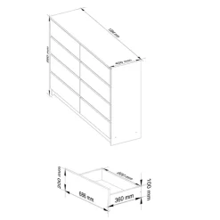 Cassettiera 140x100h cm moderna 8 cassetti bianco Living