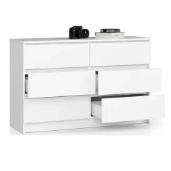 Cassettiera 120x77h cm moderna 6 cassetti bianco Living
