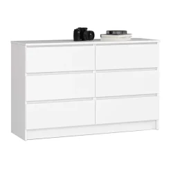 Cassettiera 120x77h cm moderna 6 cassetti bianco Living