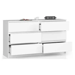 Cassettiera 140x77h cm moderna 6 cassetti bianco Living