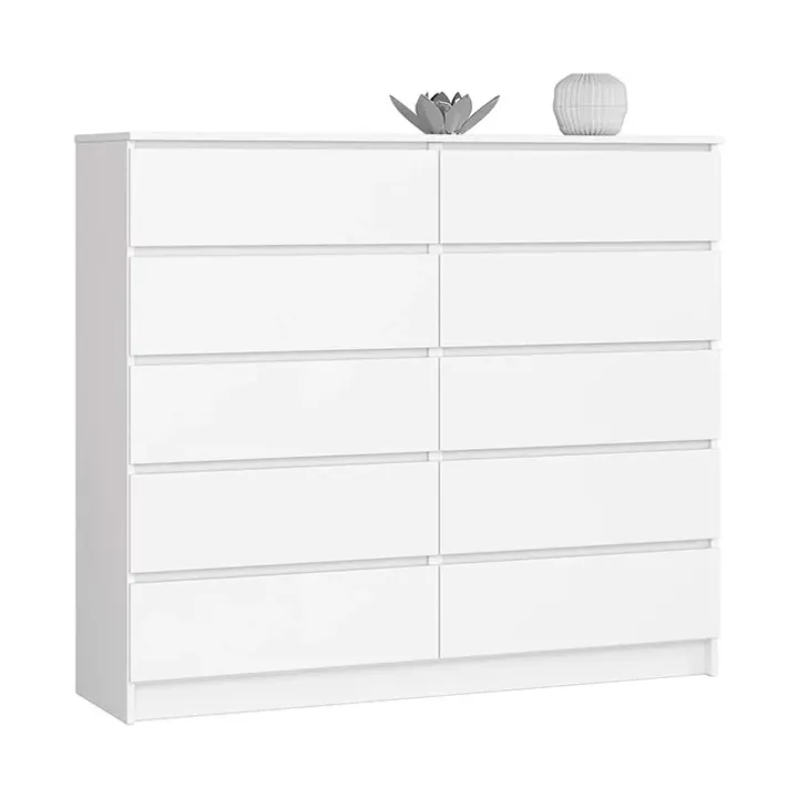 Cassettiera 140x120h cm moderna 10 cassetti bianco Living