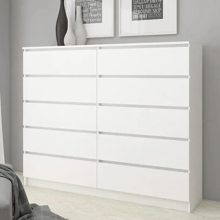 Cassettiera 140x120h cm moderna 10 cassetti bianco Living