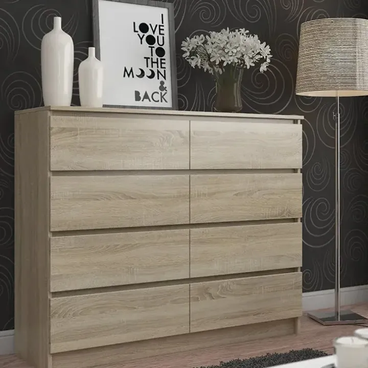 Cassettiera 120x100h cm moderna 8 cassetti rovere Living