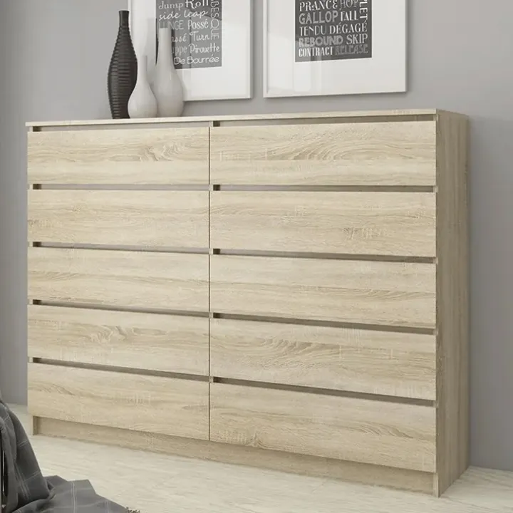 Cassettiera 160x120h cm moderna 10 cassetti rovere Living