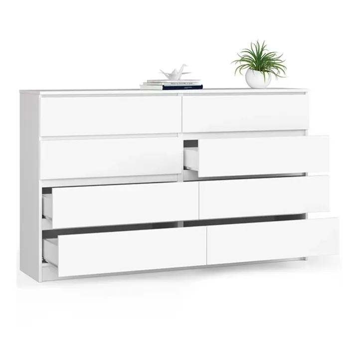 Cassettiera 160x100h cm moderna 8 cassetti bianco Living