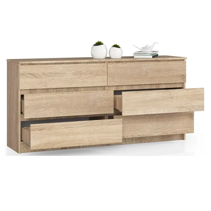 Cassettiera 160x77h cm moderna 6 cassetti rovere Living