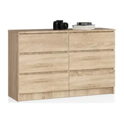 Cassettiera 140x77h cm moderna 6 cassetti rovere Living