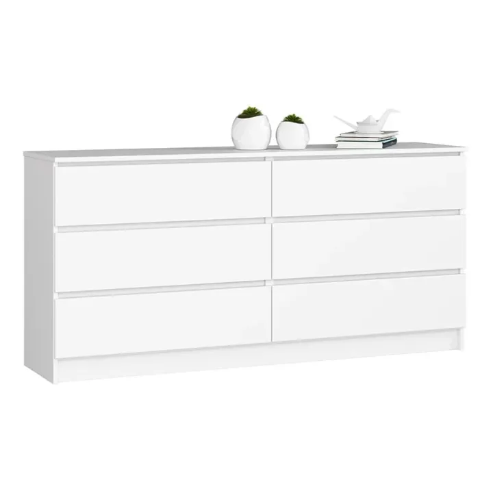 Cassettiera 160x77h cm moderna 6 cassetti bianco Living