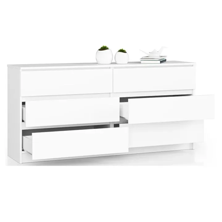 Cassettiera 160x77h cm moderna 6 cassetti bianco Living