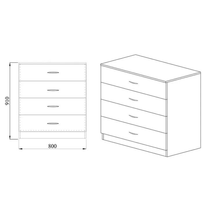 Cassettiera 80x91h cm moderna noce Cavour Gihome®