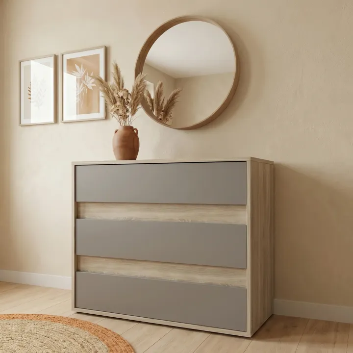 Cassettiera 80x70h cm moderna rovere grigio Altea