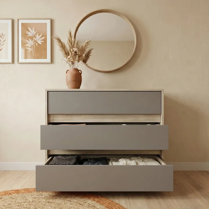 Cassettiera 80x70h cm moderna rovere grigio Altea