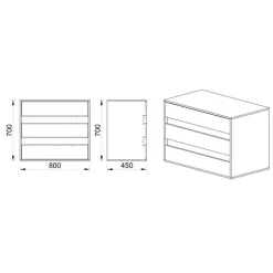 Cassettiera 80x70h cm moderna rovere grigio Altea