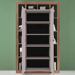 Colonna a terra 134x217h cm multiuso 2 ante beige cashmere rovere scuro Trilogy