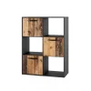 Comò libreria 80x106h cm 3 cassetti e 3 ripiani grafite rovere rustico Fada
