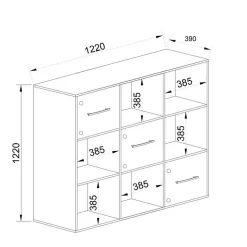 Comò libreria 122x122h cm con cassetti e vani a vista bianco frassinato rosa Bra
