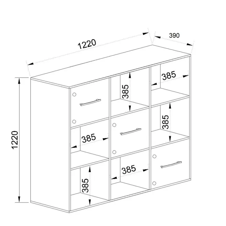 Comò libreria 122x122h cm con cassetti e vani a vista bianco frassinato rosa Bra