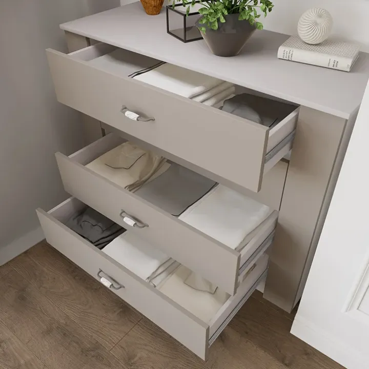 Comò moderno 117x92h cm 4 cassetti beige cashmere Emporio
