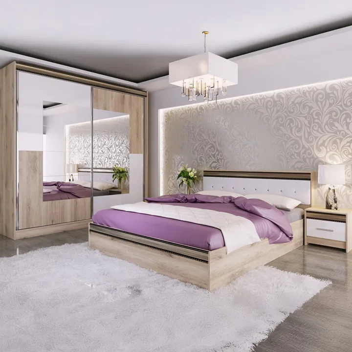 Comò 120x71h cm 1 anta 3 cassetti rovere bianco Varsavia Riga