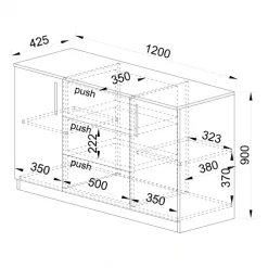 Comò 120x91h cm 2 ante 3 cassetti noce antracite Onice