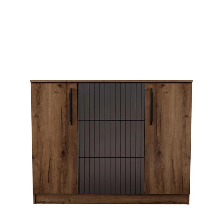 Comò 120x91h cm 2 ante 3 cassetti noce antracite Onice