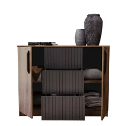 Comò 120x91h cm 2 ante 3 cassetti noce antracite Onice