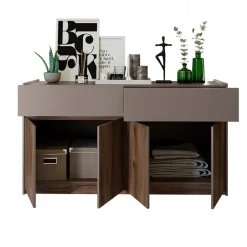 Comò 160x88h cm 4 ante 2 cassetti noce marrone Dusk
