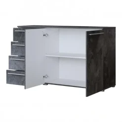 Comò 135x81h cm 2 ante 4 cassetti ossido effetto pietra Frisk