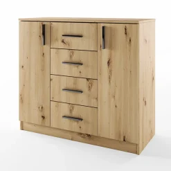 Comò 100x91h cm 2 ante con cassetti moderno rovere rustico Marian